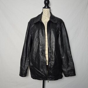Wilsons Leather Black Jacket with Brown Lining